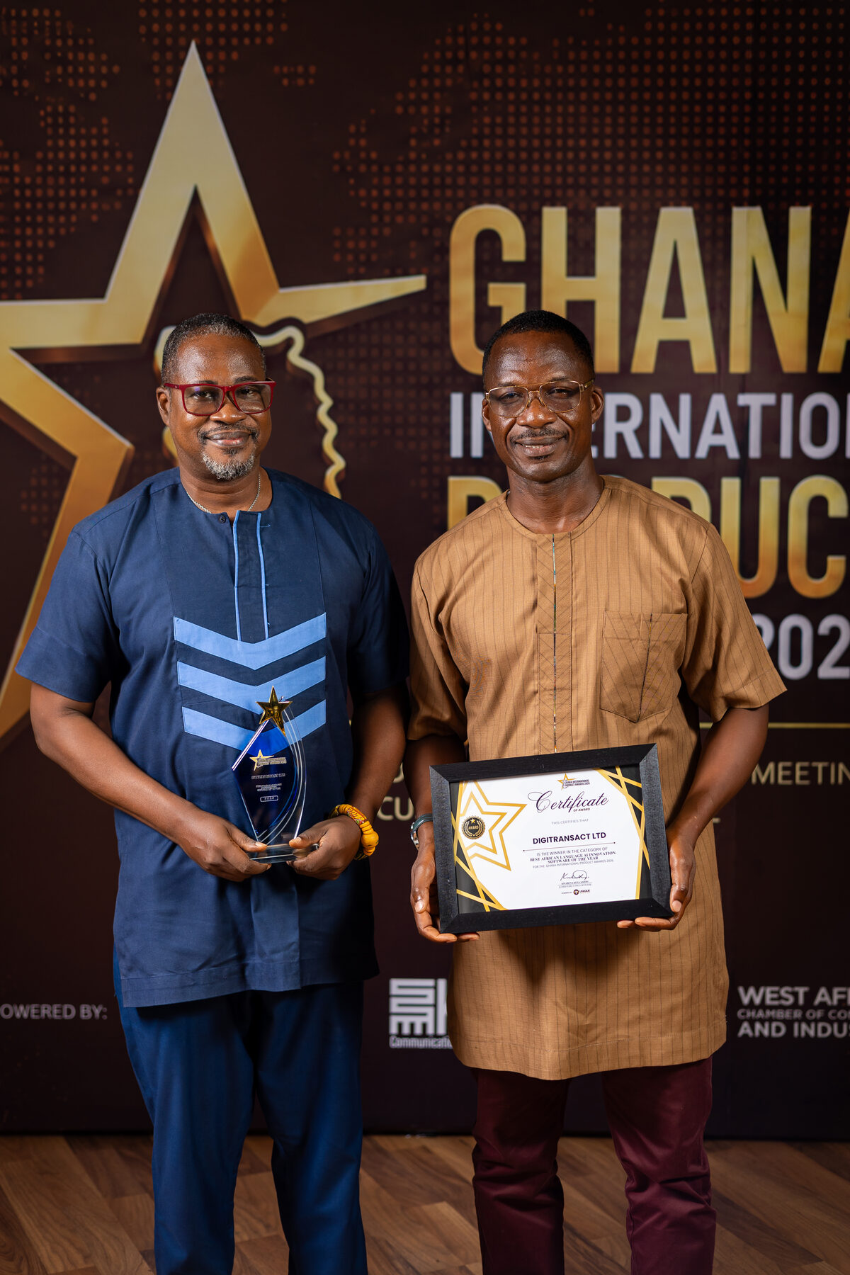 Award certificate presented to DigiTransact Ltd — Best African Language AI Innovation Software of the Year, Ghana International Product Awards 2026